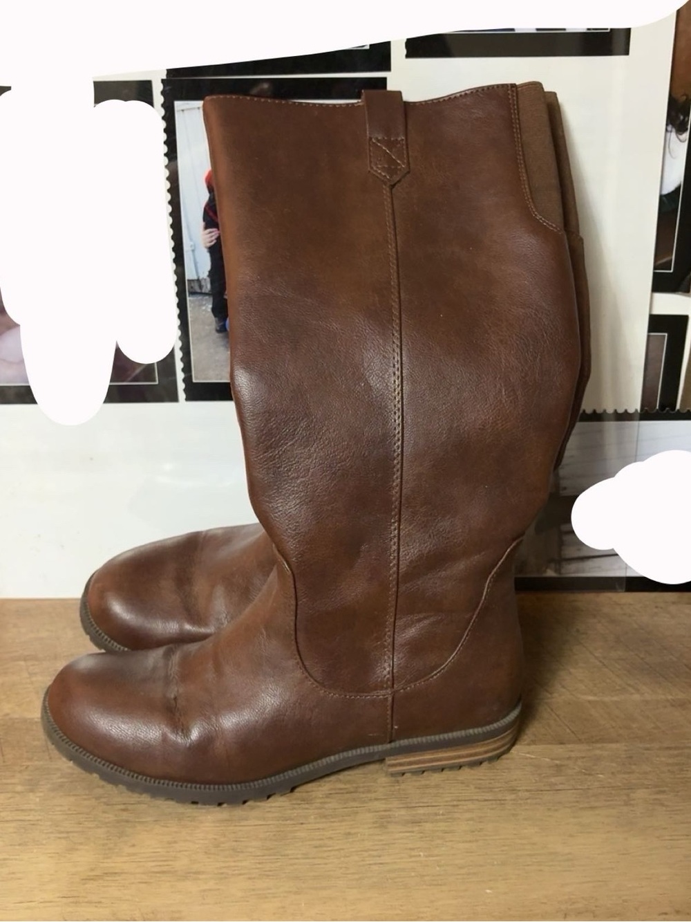 Kids Tall Leather Pull-On Boots - Brown